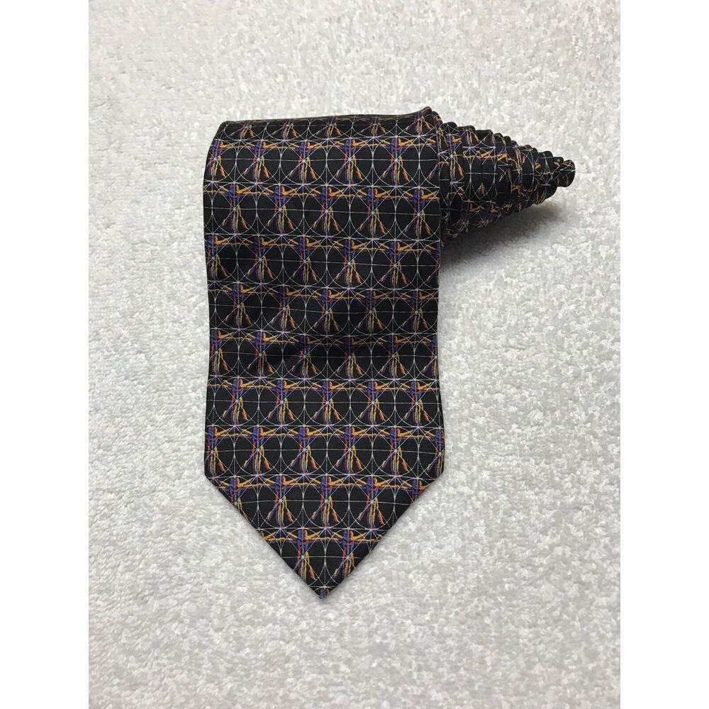 RM Style Ralph Marlin Da Vinci Repeat Novelty Necktie Tie 100% Silk